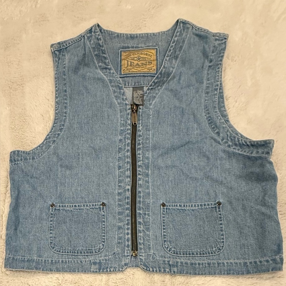 Vintage 90s Liz Claiborne Denim Vest Large